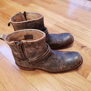 Bed Stu Cobbler Series Womens Boots Size 10 Dark Brown Distressed Leather Moto